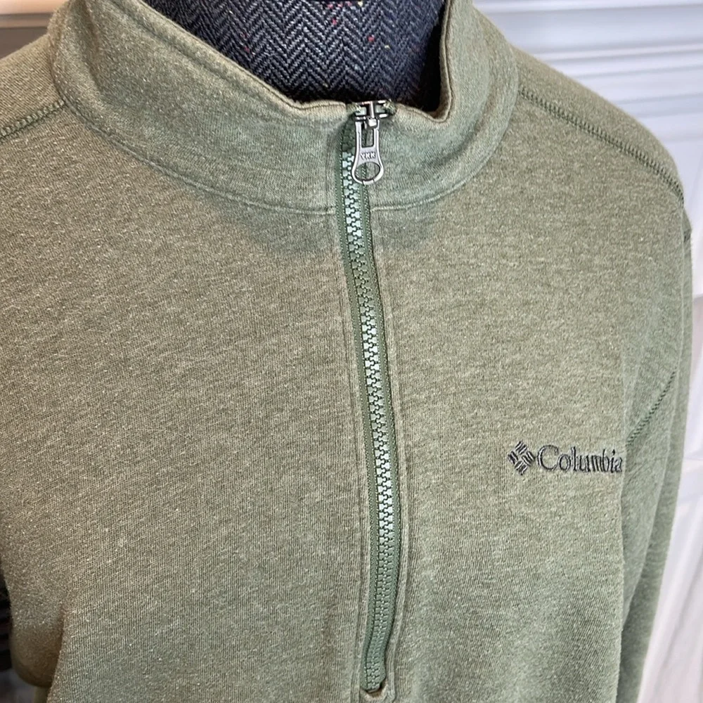 Columbia Men's 1/4 Zip Sweatshirt Green Pullover Sweatshirt SZ S Outdoor Hiking